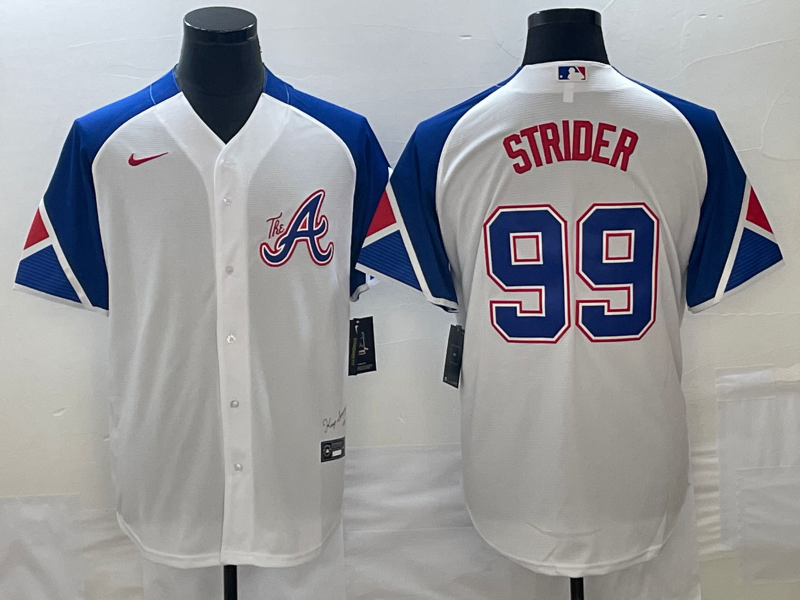 Men's Atlanta Braves Spencer Strider #99 White 2023 City Connect Jersey